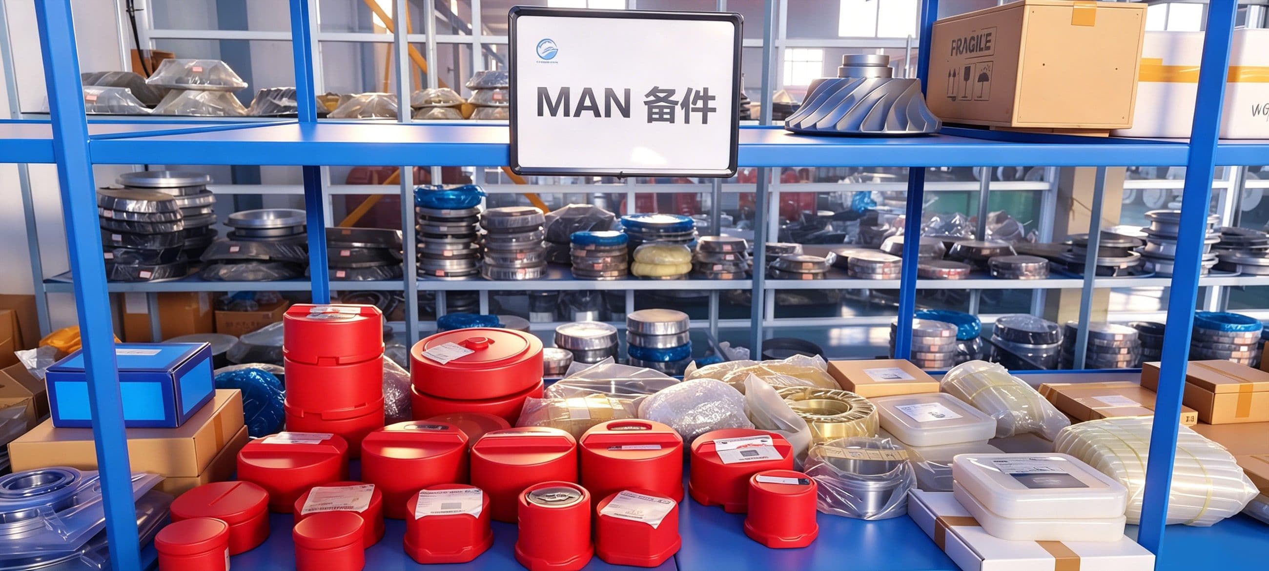 MAN repair kit inventory prepared for marine turbocharger service