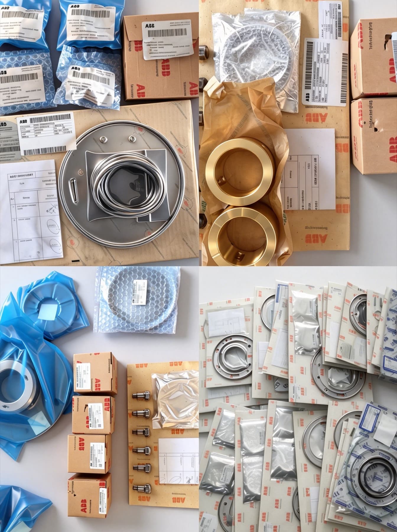 Turbocharger spare parts prepared in the workshop for replacement tracking