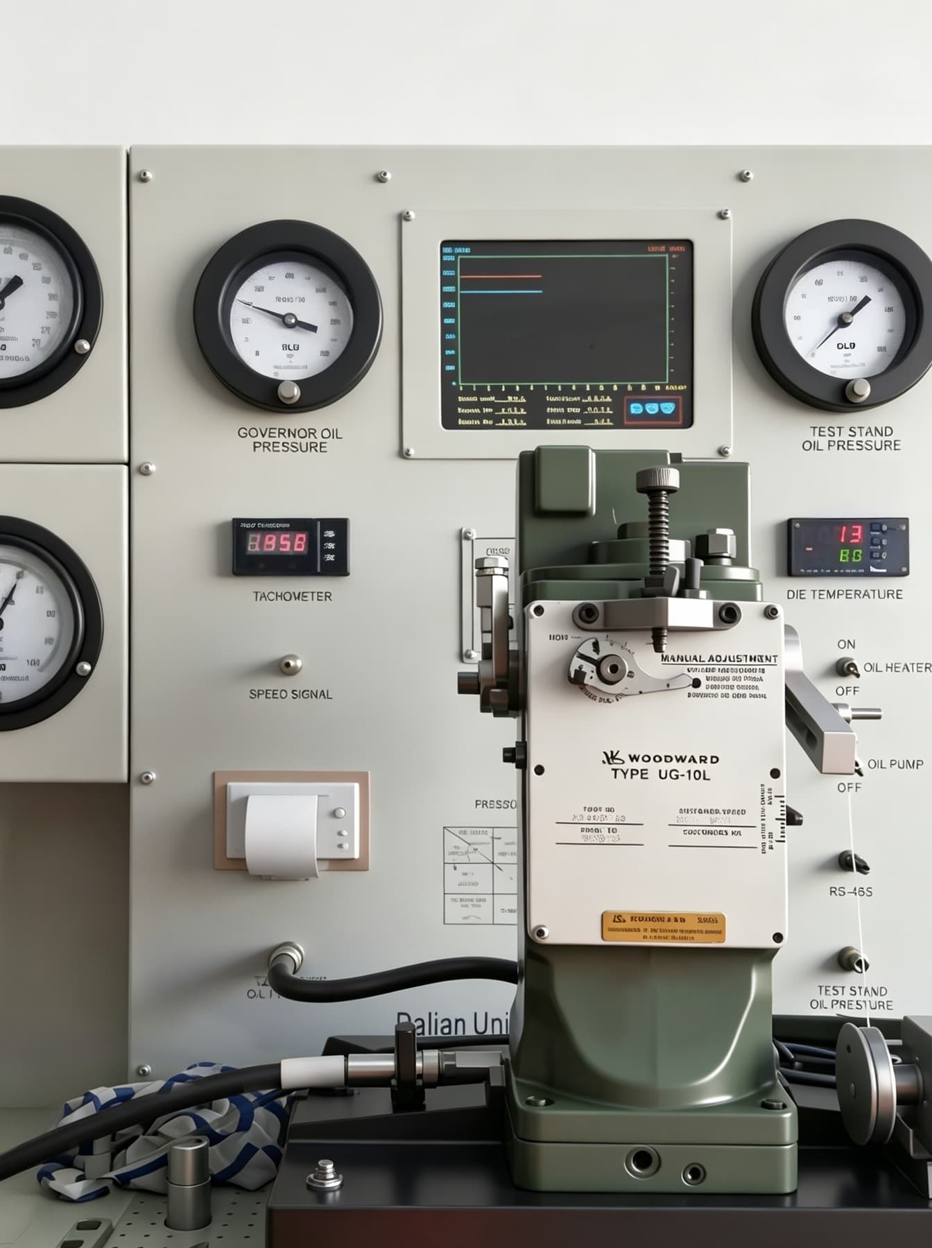 Governor test bench readings prepared for service result confirmation