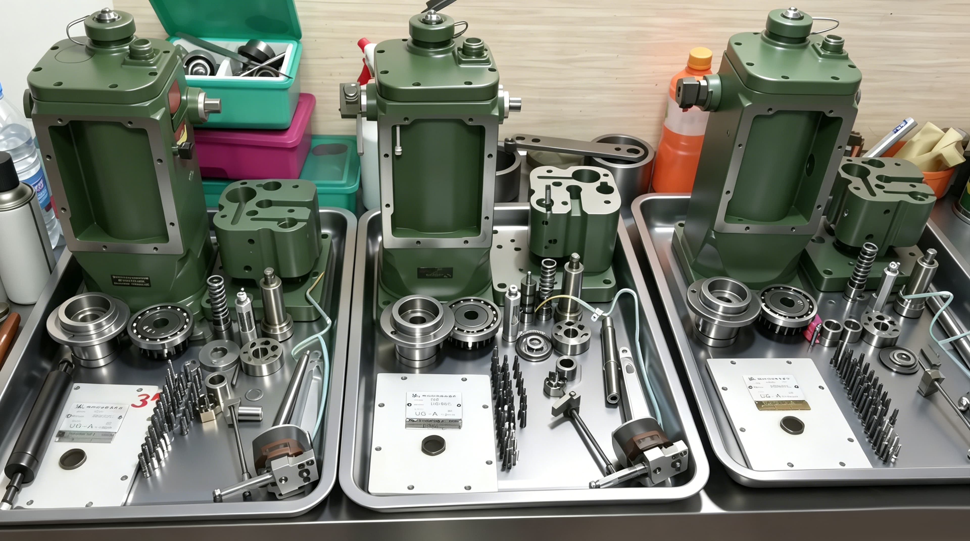 Governor test bench room with spare governors prepared for repair