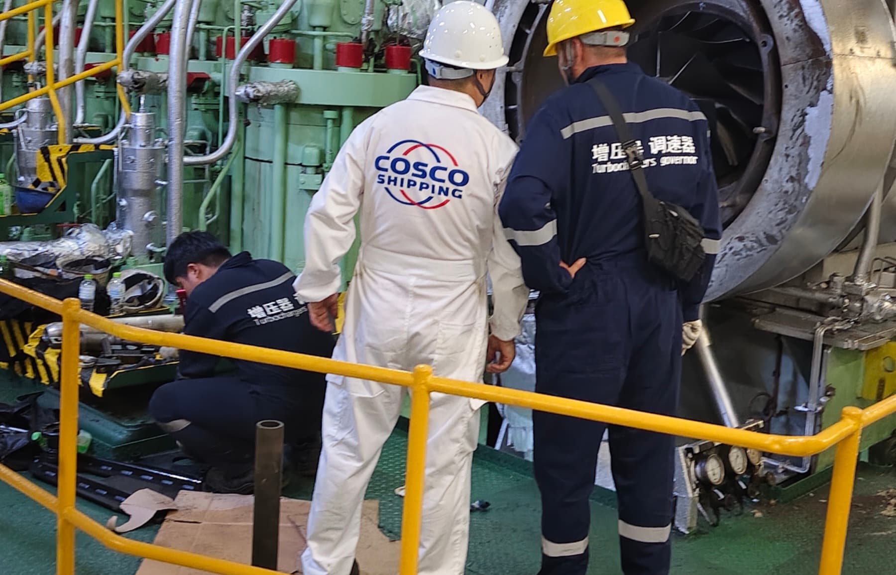 Close inspection of a marine turbocharger impeller during onboard service