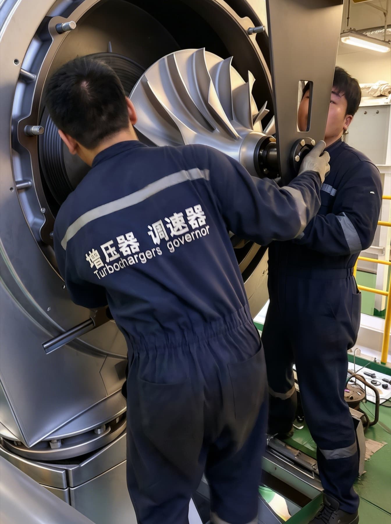 Technician carrying out turbocharger overhaul work